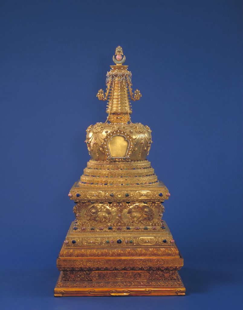 图片[1]-Gold inlaid pearl and gem tower-China Archive